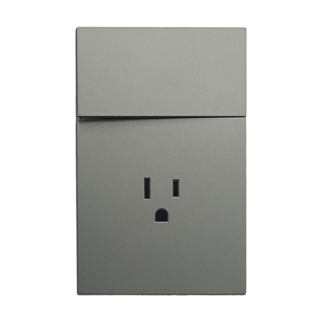 Placa Luxury de Contacto y Apagador 1 Interruptor 3 Vías - Color Gris Oxford para Uso Residencial y Comercial