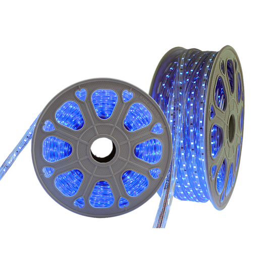 Manguera Tira Led Luz Plana Uso Exterior 25m Azul IP65