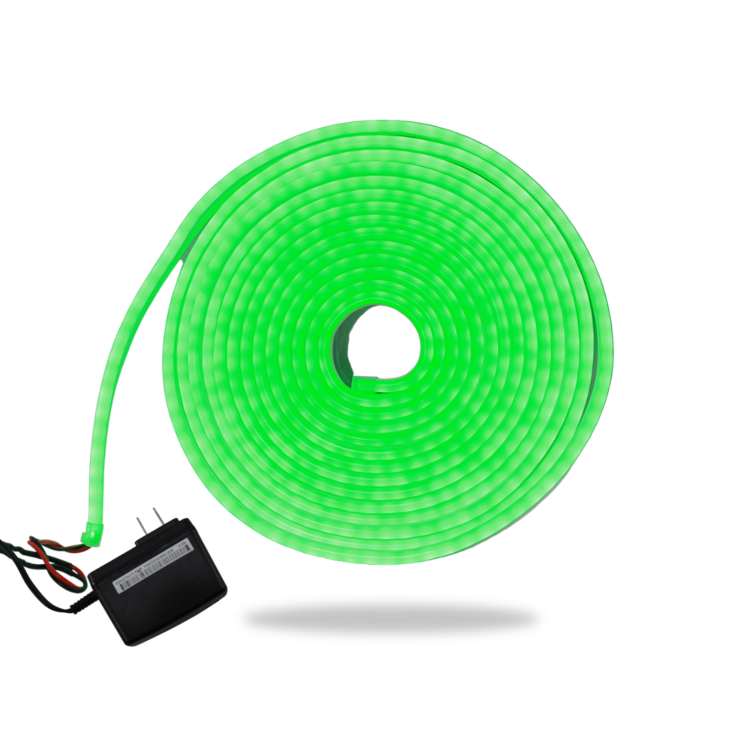 Manguera LED Neon Verde en Carrete 5 mts + Adaptador