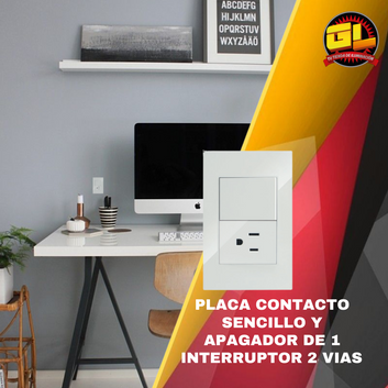 Placa Contacto Sencillo Y Apagador De 1 Interruptor 2 Vias Blanco