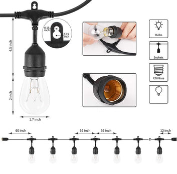 Extensión Colgante Para 12 bulbos E26 7.5m Color Negro